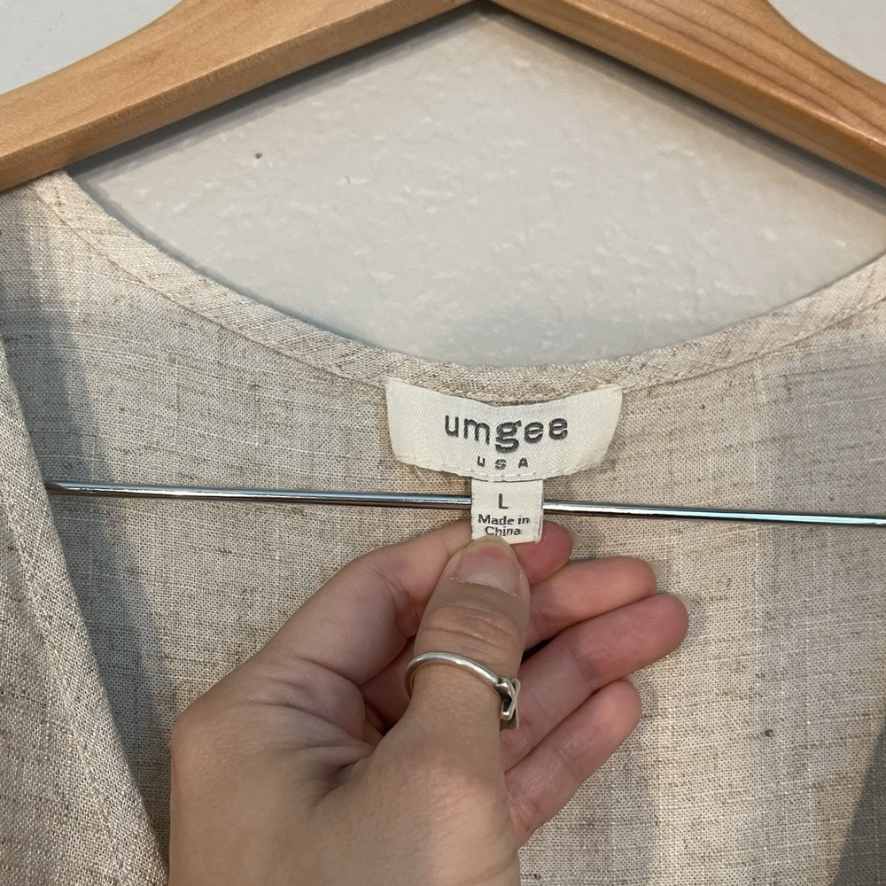 Umgee Large Boho Linen Cotton Shift Dress Crochet Lace Hem Festival Western EUC - Picture 3 of 8
